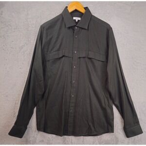 Reiss Quinn Button Up Shirt Size XL Dark Green Preppy Casual Viscose‎ Blend